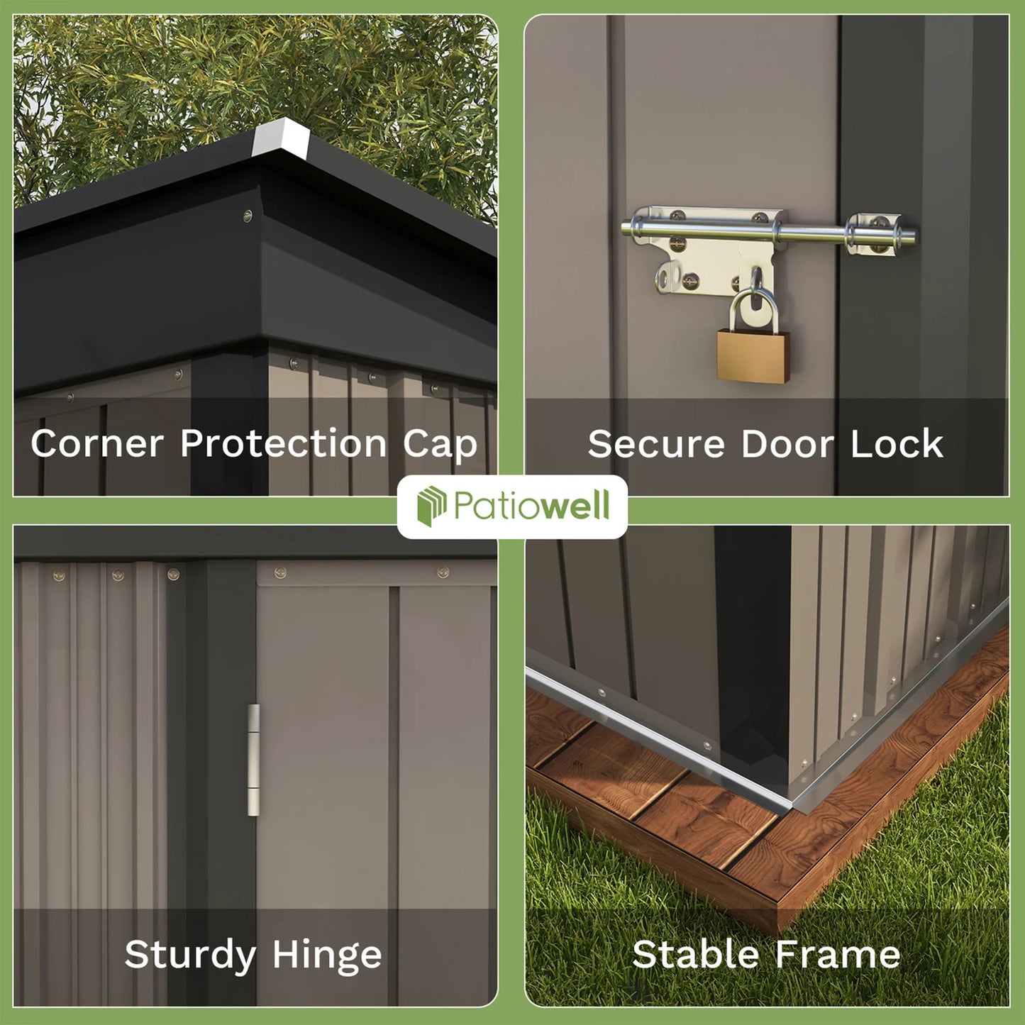Patiowell 5x3 FT Outdoor Storage Shed, Tool Shed with Sloping Roof and , Metal Shed for Backyard Garden Patio Lawn