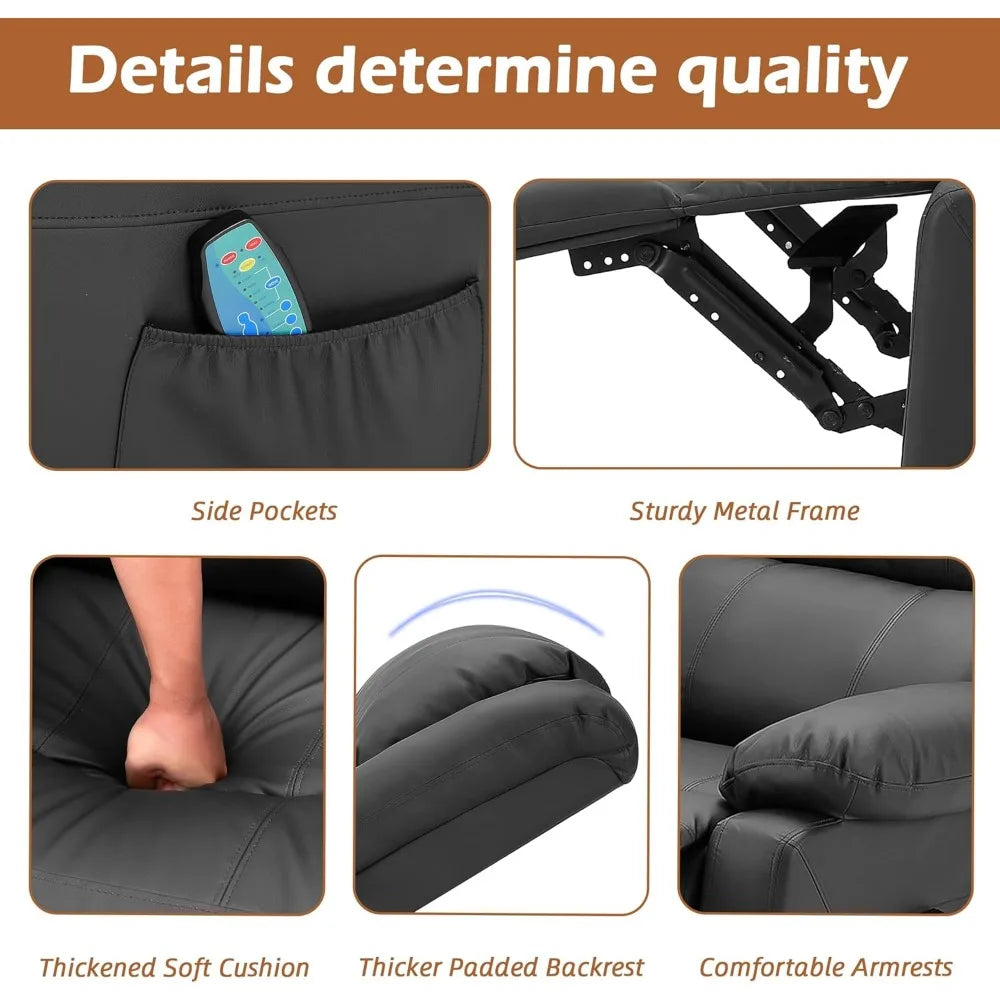 Recliner Chair with Massage&Heat Function, Recliner for Adult Faux Leather Single Sofa Chair for Living Room Home Theater Seatin