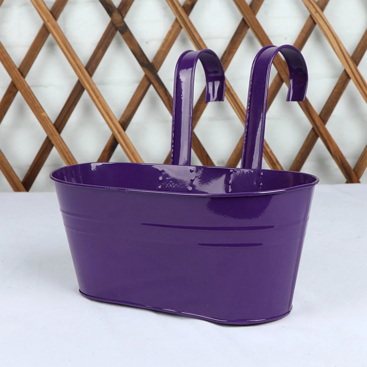 Flower Pot Fence Balcony Garden Hanging Pots Solid Colored Sturdy Plastic Hanging Pots