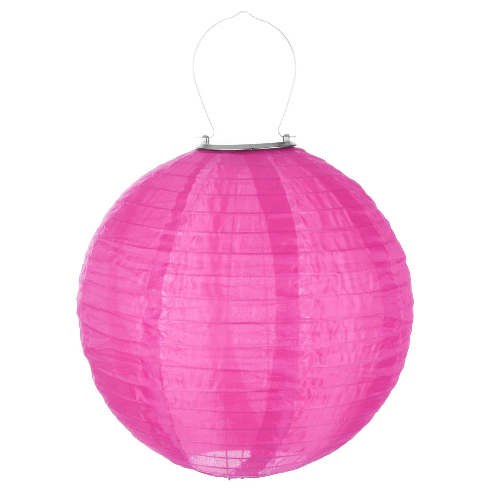 LED Solar Cloth Chinese Lantern Festival Hanging Lamp Waterproof Celebration Lantern 12inch Hanging Paper Lantern for Home Decor