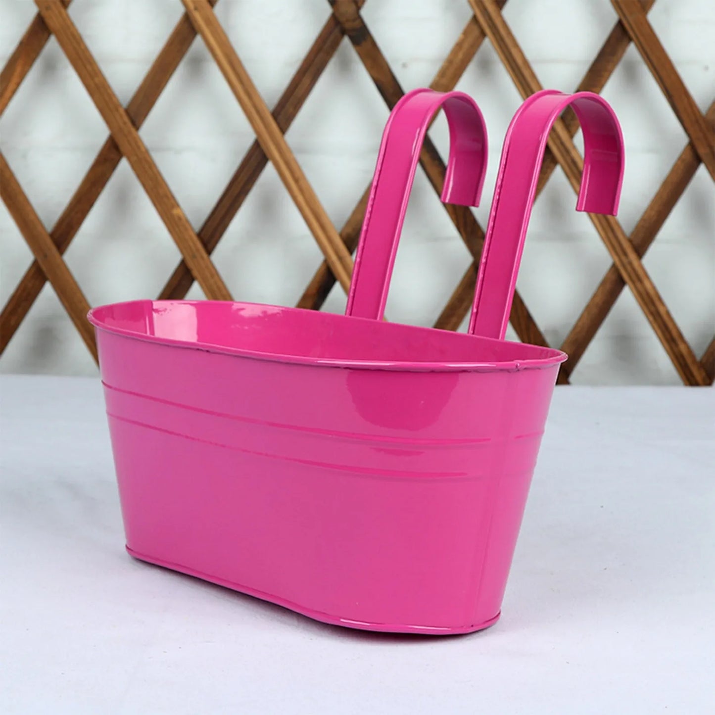 Flower Pot Fence Balcony Garden Hanging Pots Solid Colored Sturdy Plastic Hanging Pots