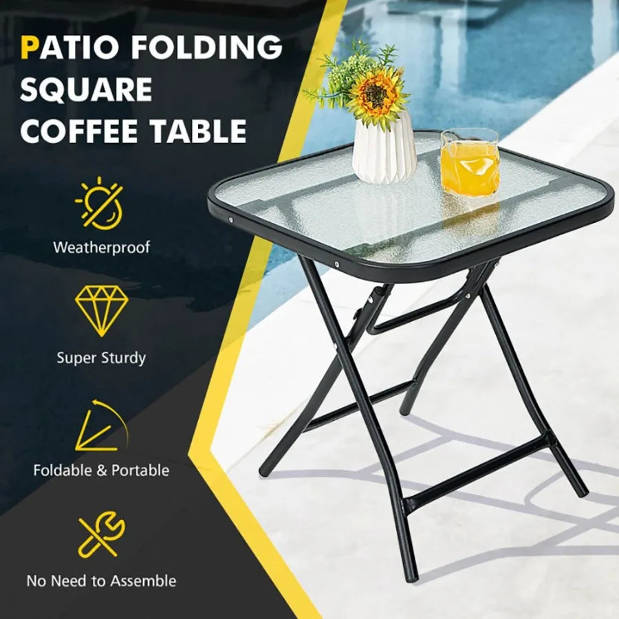 18 Inch Square Patio Bistro Table with Rustproof Frame Patio Coffee Tables
