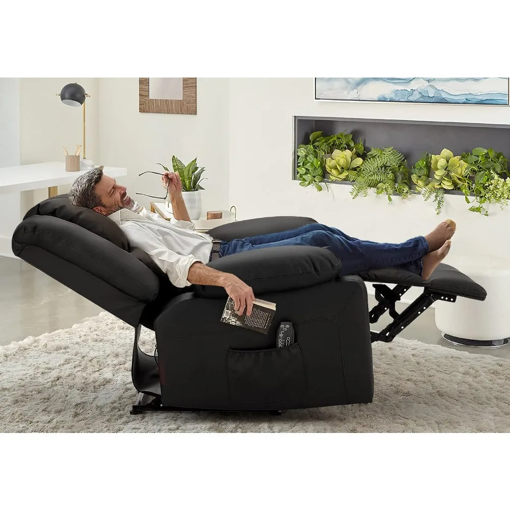 Recliner Chair with Massage&Heat Function, Recliner for Adult Faux Leather Single Sofa Chair for Living Room Home Theater Seatin