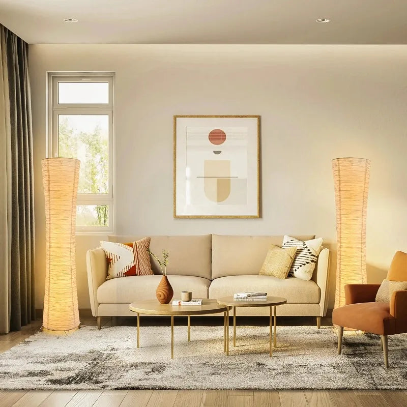 Japanese Wabi Sabi Floor Lamps Paper Lampshade Adjustable Timing Cylindrical Corner Teahouse Homestay Bedroom Office Living Room