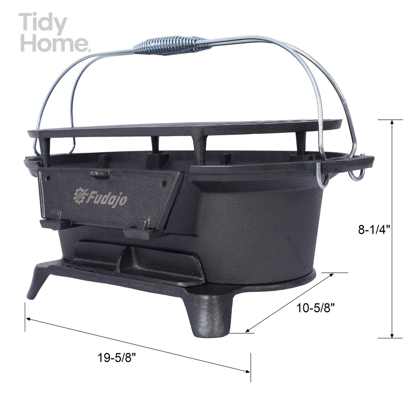 Oval Cast Iron Grill Outdoor, Portable Charcoal Grill and Tabletop Cast Iron Skillet ,Durable,Small Charcoal Grill,Camping Stove