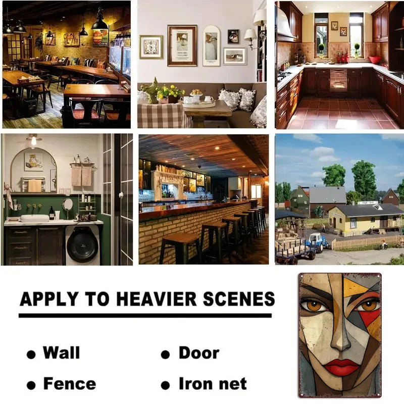 Cubism Faces Metal Sign - 7.87x11.81in, Decor for Home, Pub & Kitchen