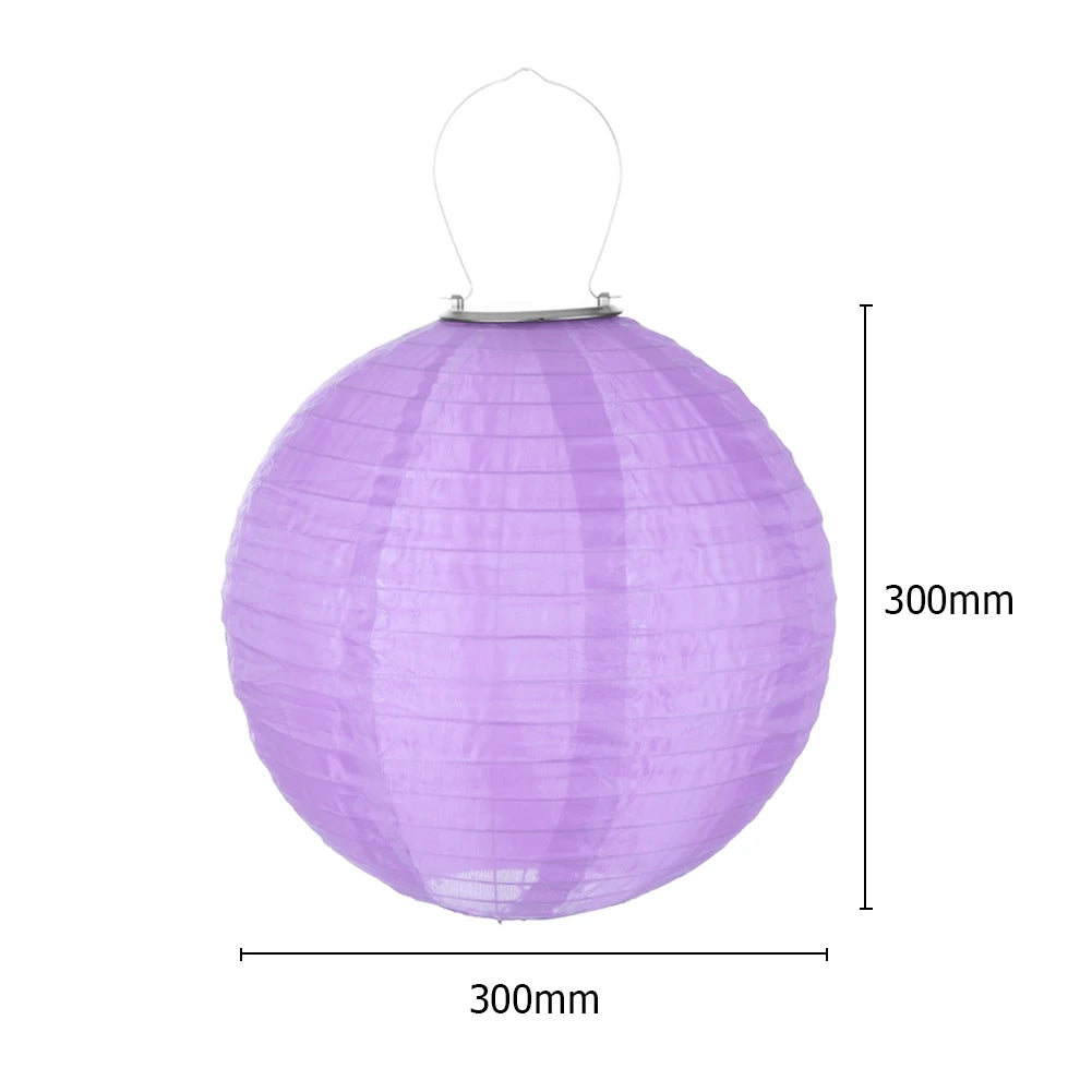 LED Solar Cloth Chinese Lantern Festival Hanging Lamp Waterproof Celebration Lantern 12inch Hanging Paper Lantern for Home Decor