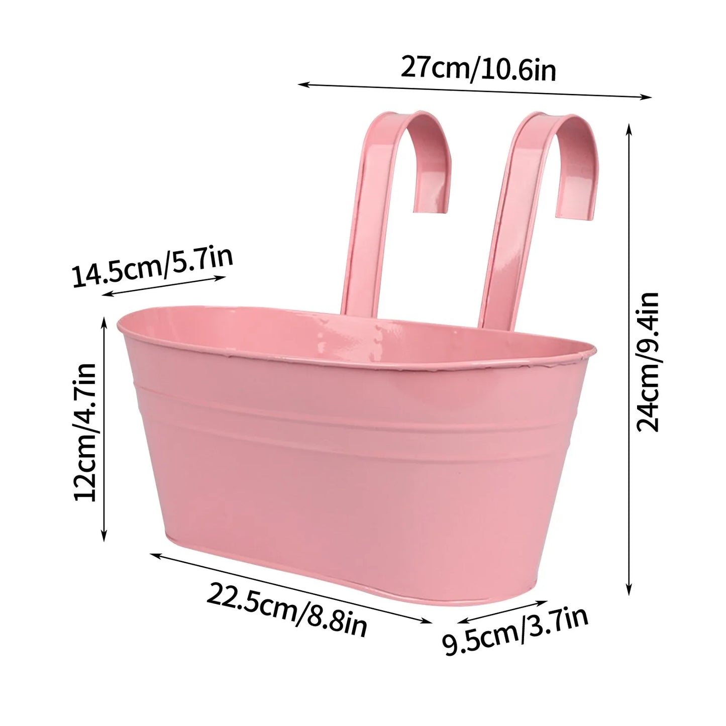 Flower Pot Fence Balcony Garden Hanging Pots Solid Colored Sturdy Plastic Hanging Pots