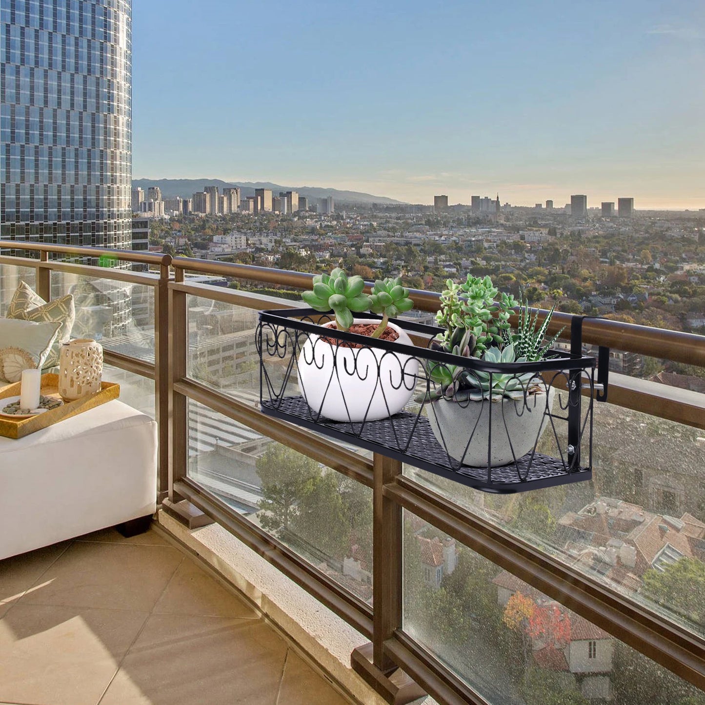 Balcony Plant Holder Railing, Flower Bucket Plants Rack Flower Pot Stand Holder