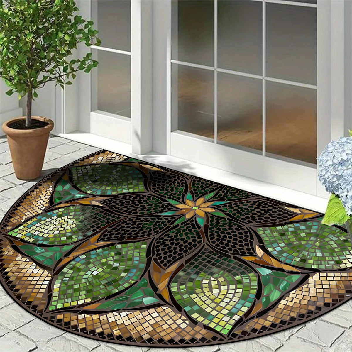 Entrance Carpet Dirt-resistant Wear-resistant Door Rug Semicircular Imitation Marble Texture
