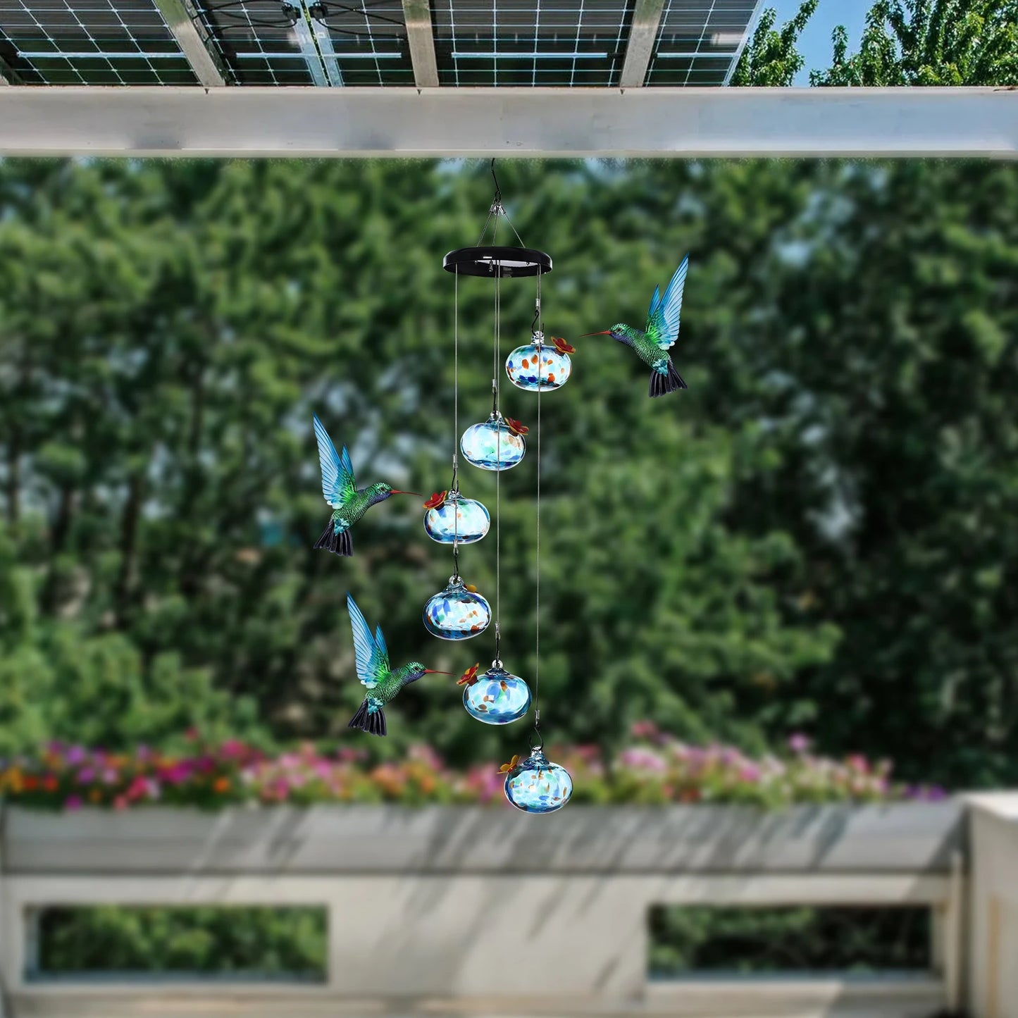 Hummingbird Feeders, Leak-proof, 6 Glass Balls, Decorative Hanging Bird Feeders for Outdoor, Blue