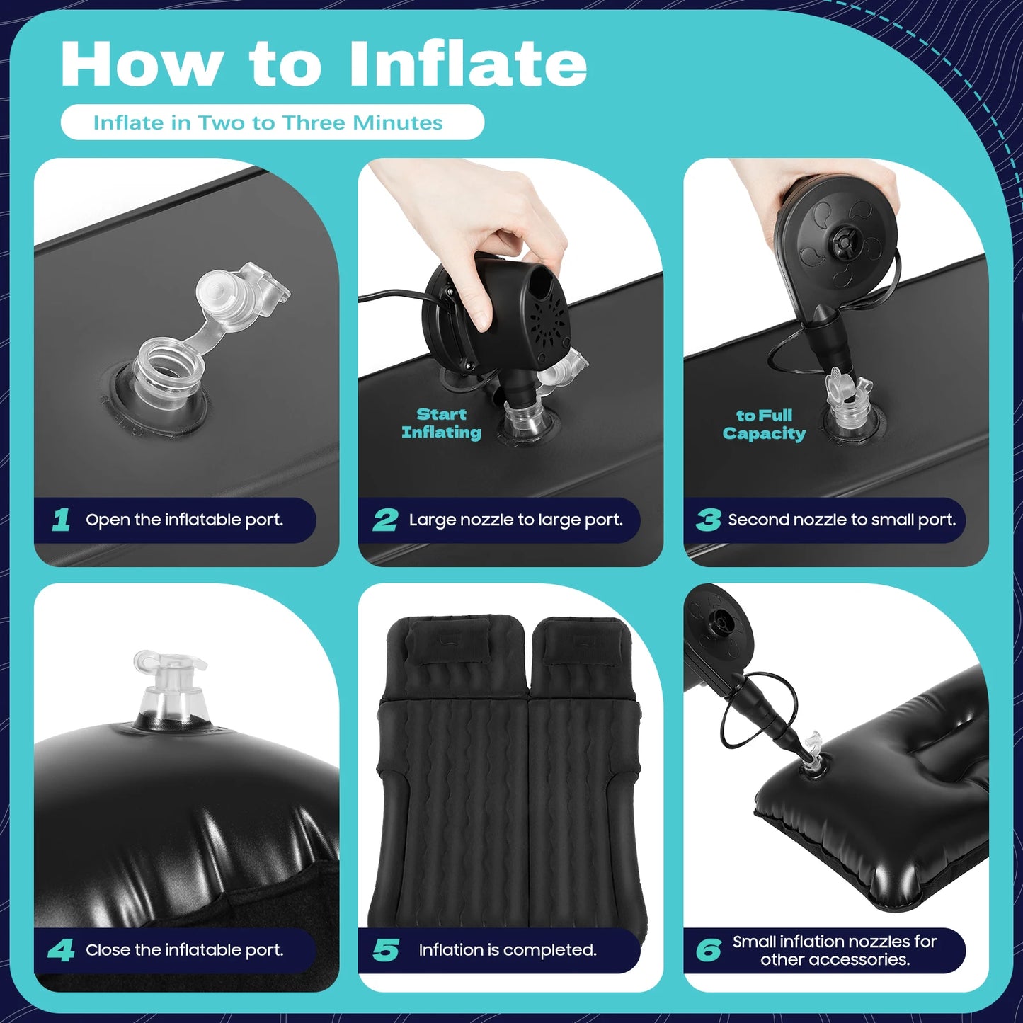 Car Mattress, SUV Car Air Mattresses with 2 Cushions and Pump, Thicker Air Bed for Travel, Camping, Removable Home Furniture