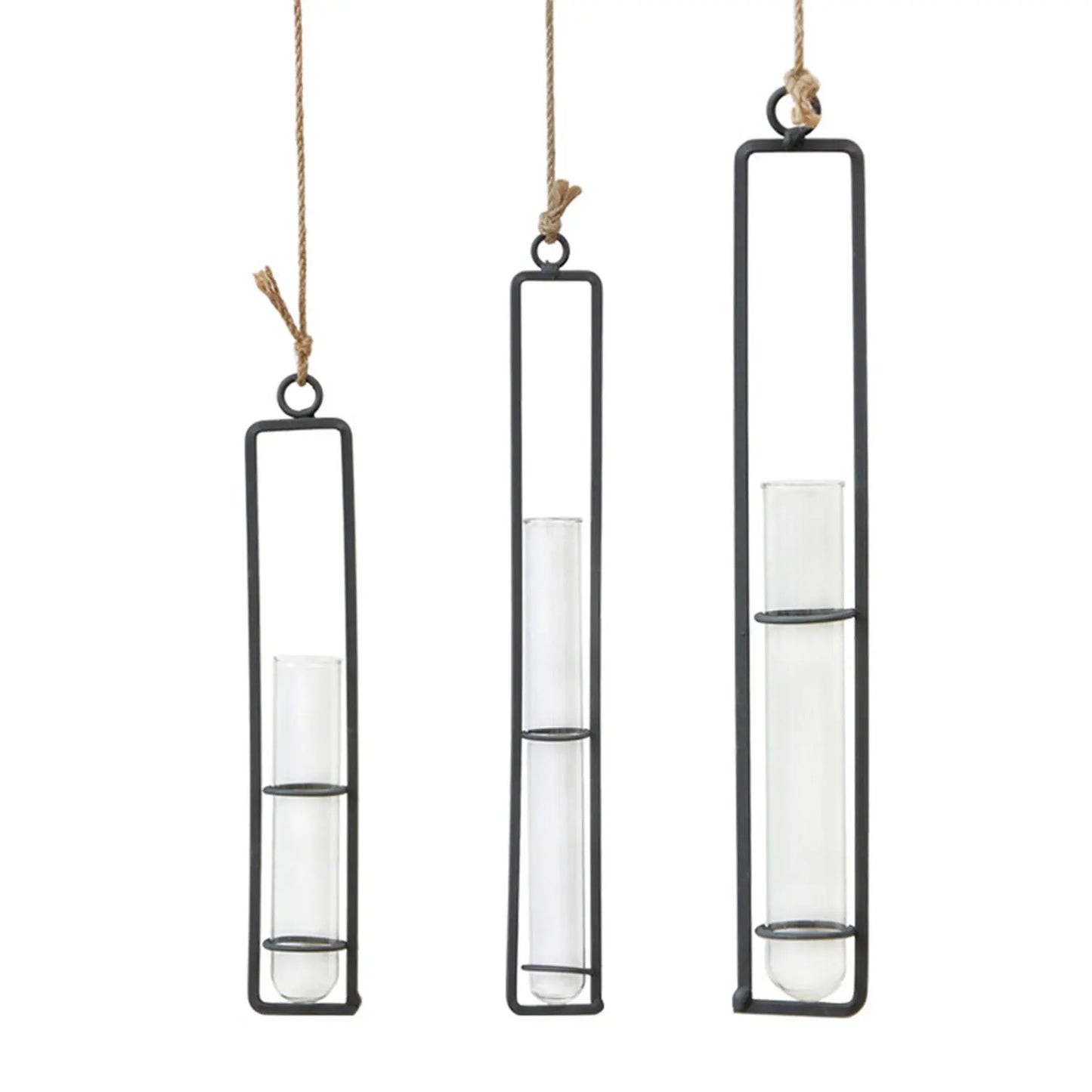 Glass Hanging Hydroponic Plant vasesTube Planter Exquisite Wall Hanging Tube Vase for Living Room Porch Balcony