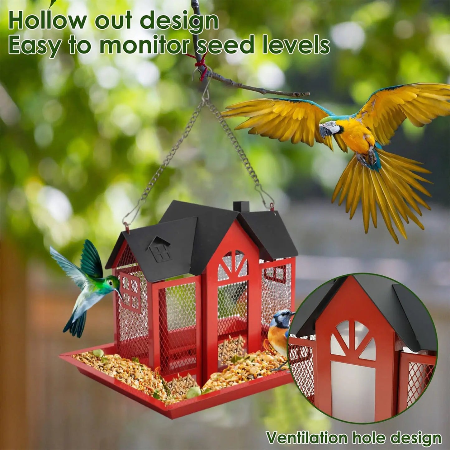Suitable for Titles, Red Birds, Titles, Hummingbirds, Squirrel Protection and Weather-Resistant Metal Outdoor Garden Courtyard Decoration Bird Feeding Station, Gift for Use.