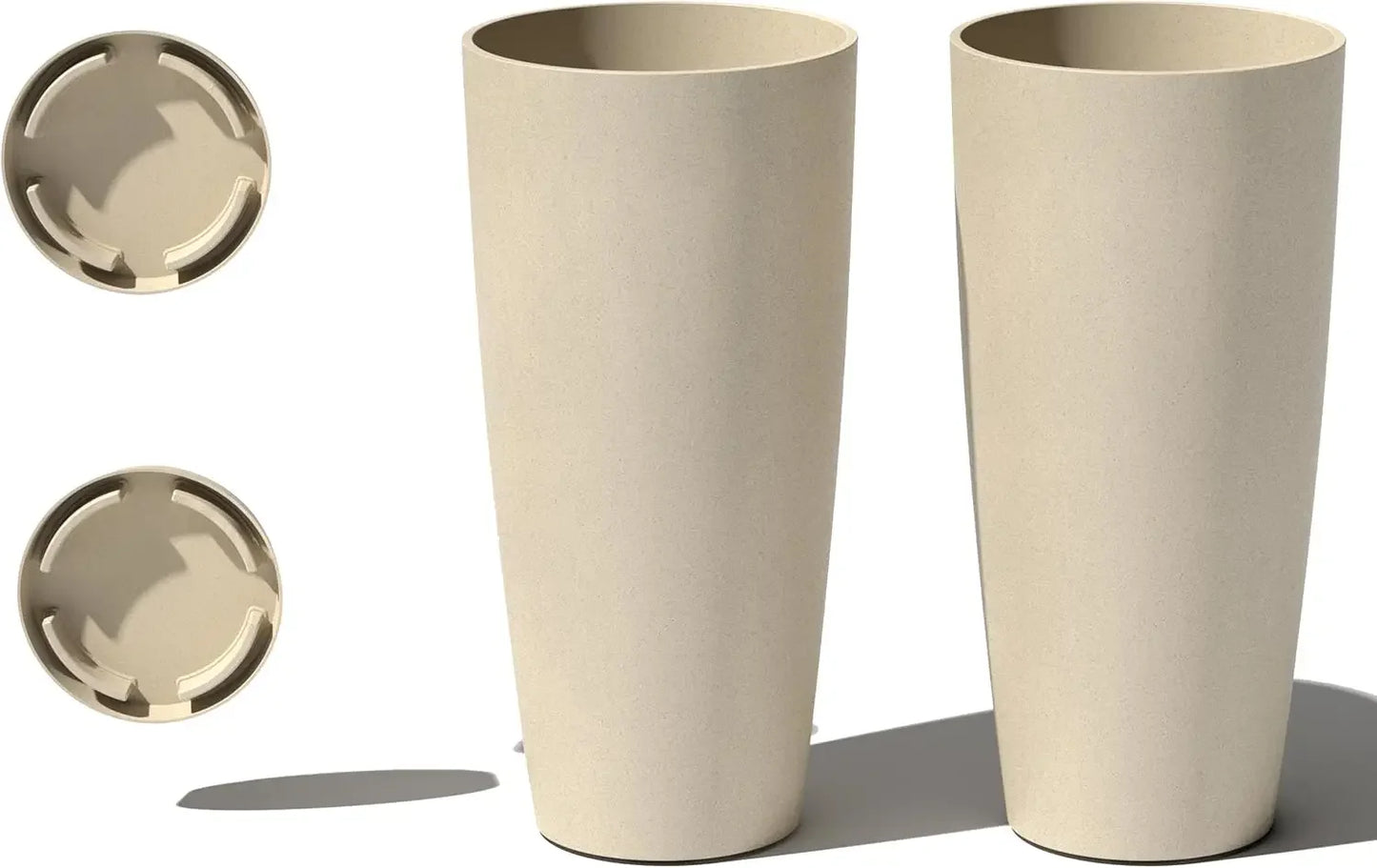 Made from Plastic & Concrete with Drainage Holes Planter - Round Tall Planter for Indoor or Outdoor Porch/Patio