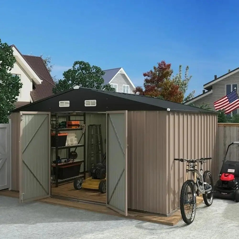5×3FT Outdoor Storage Shed, Metal Patio Storaged Shed with Lockable Doors, Sheds & Outdoor Storages for Bike, Pool and Garden