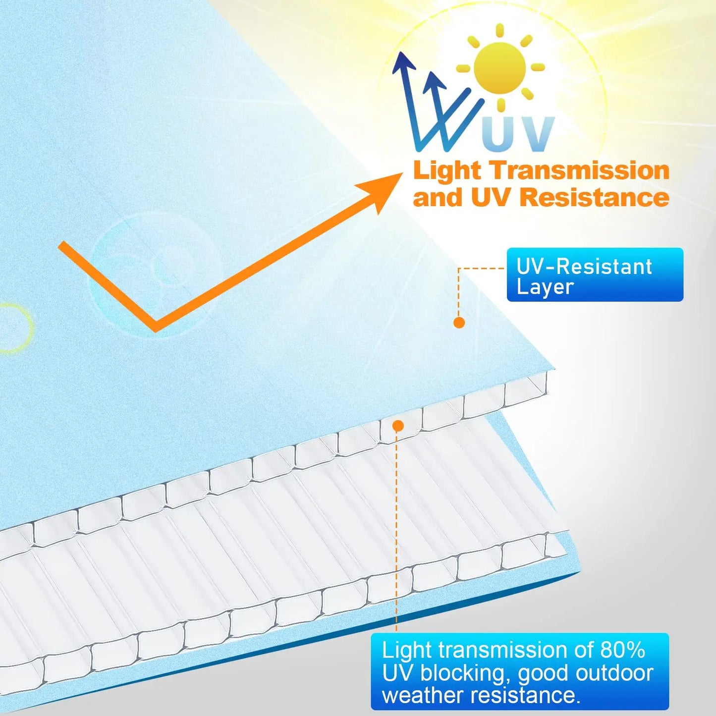 4mm 5 Pcs Polycarbonate Greenhouse Panels(4' X 2' X 0.16'') Thickness Twin Wall Polycarbonate Sheets Clear UV and Waterproof