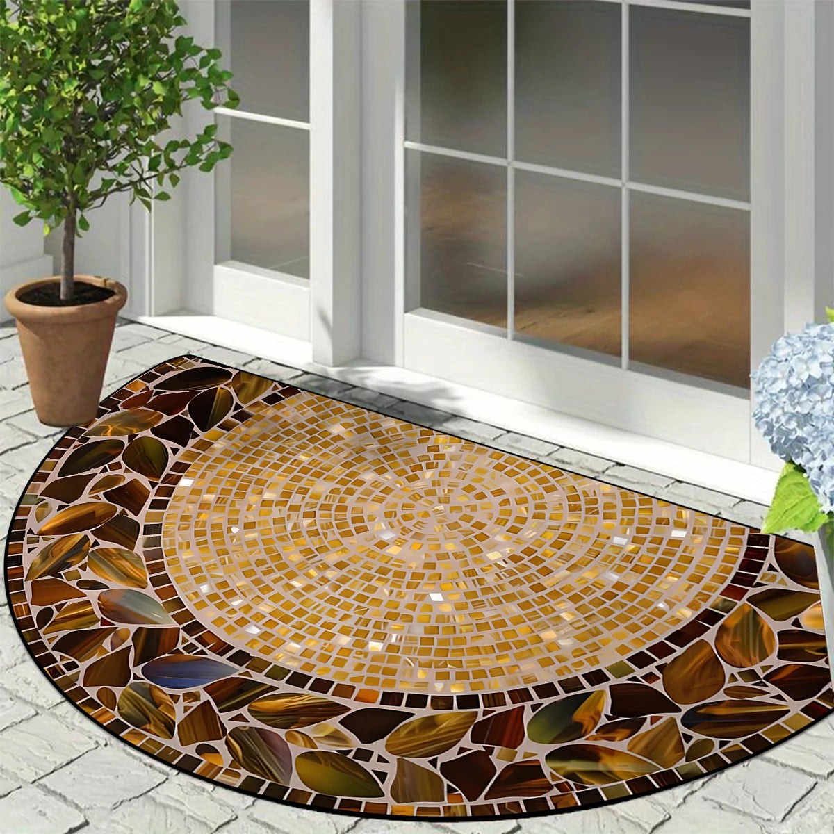 Entrance Carpet Dirt-resistant Wear-resistant Door Rug Semicircular Imitation Marble Texture