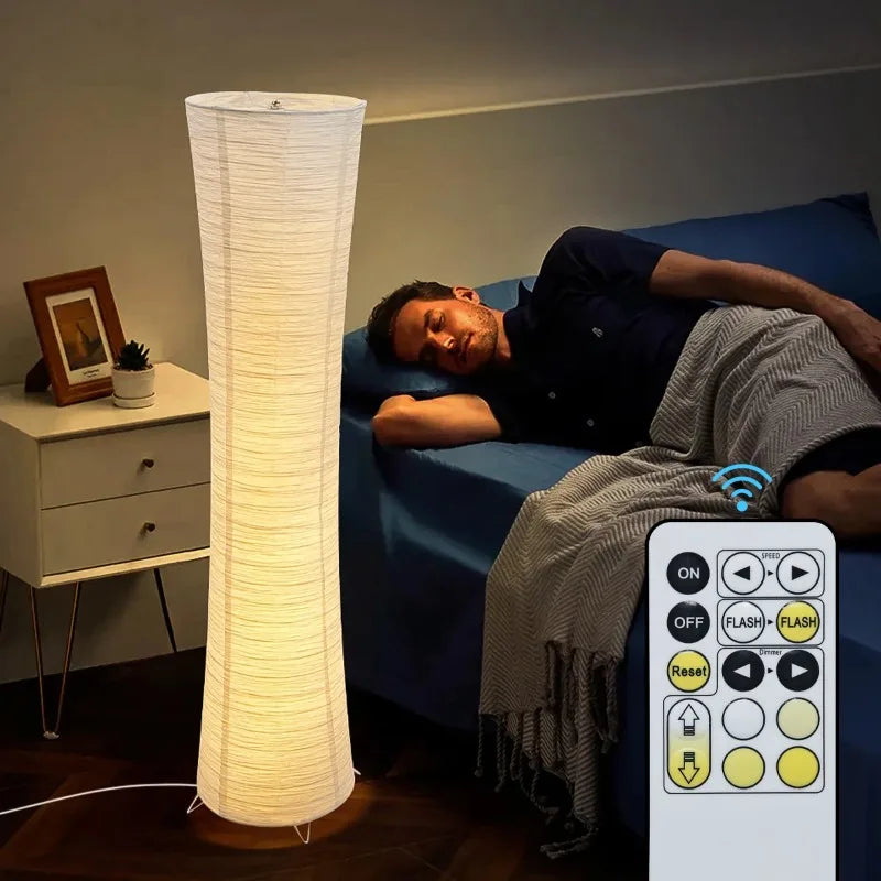 Japanese Wabi Sabi Floor Lamps Paper Lampshade Adjustable Timing Cylindrical Corner Teahouse Homestay Bedroom Office Living Room