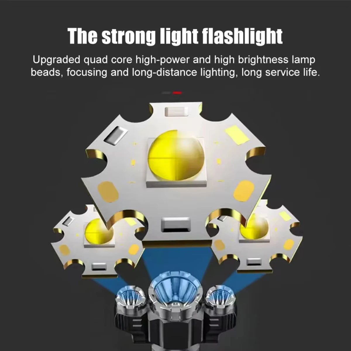 3LED Strong Waterproof Flashlight, Portable Camping Bike Light,