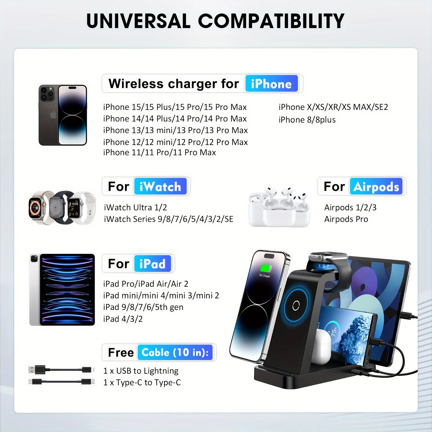 5-in-1 iPhone 15 14 13 12 Pro Max Apple Watch Airpods