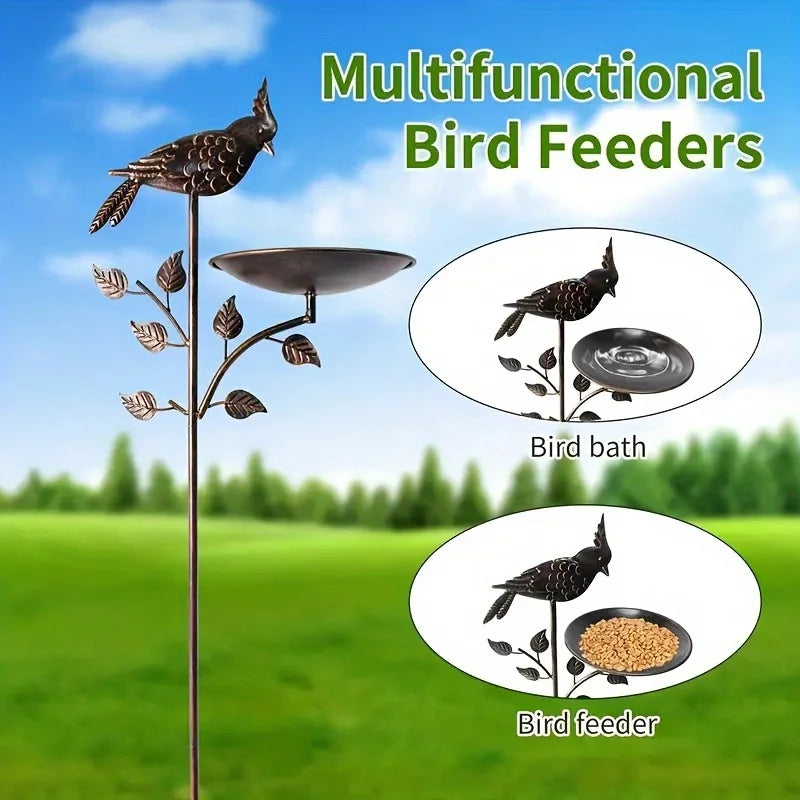 Waterproof Outdoor Bird Bath For Backyard Garden Lawn, Ground Feeders, Deep Antique Copper