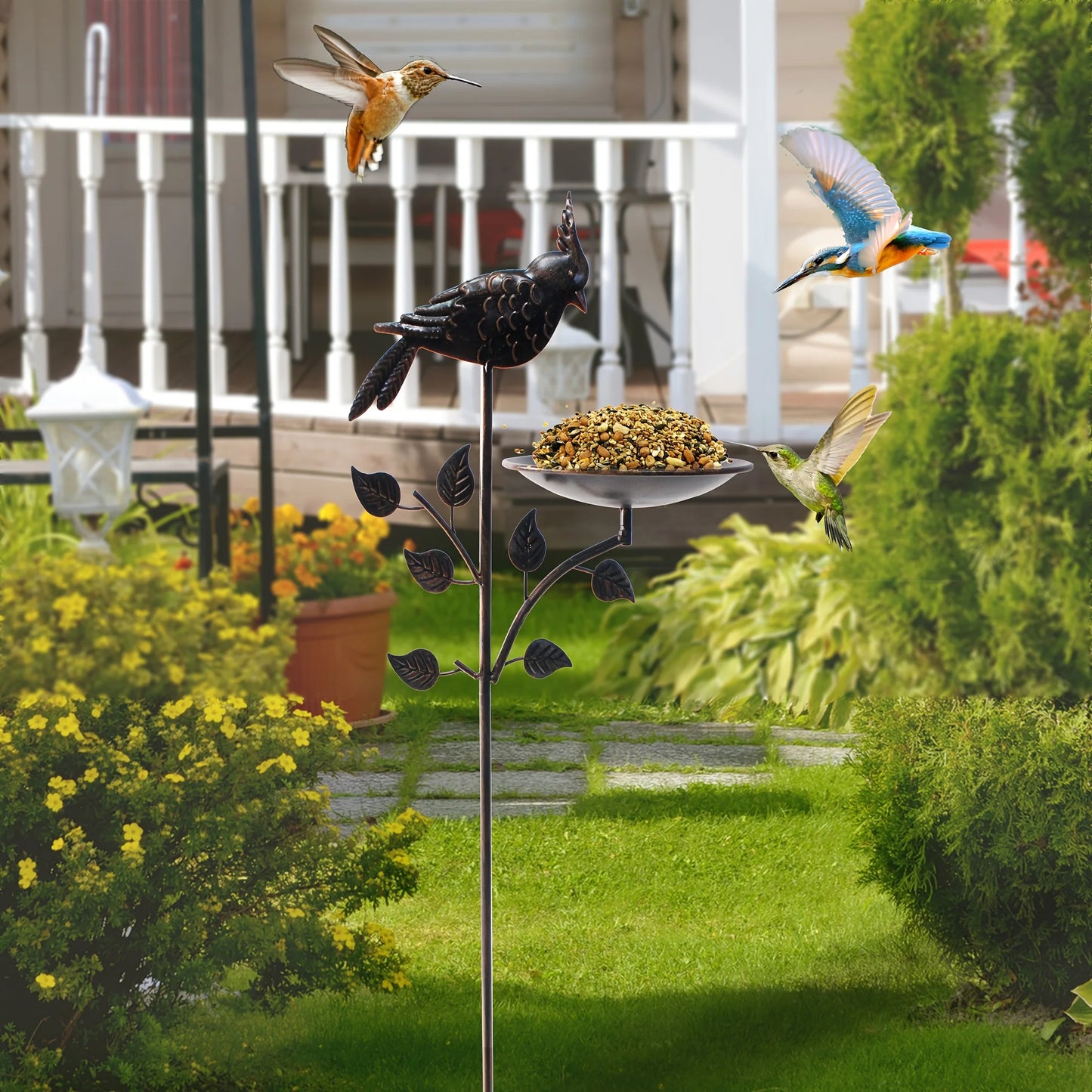 Waterproof Outdoor Bird Bath For Backyard Garden Lawn, Ground Feeders, Deep Antique Copper
