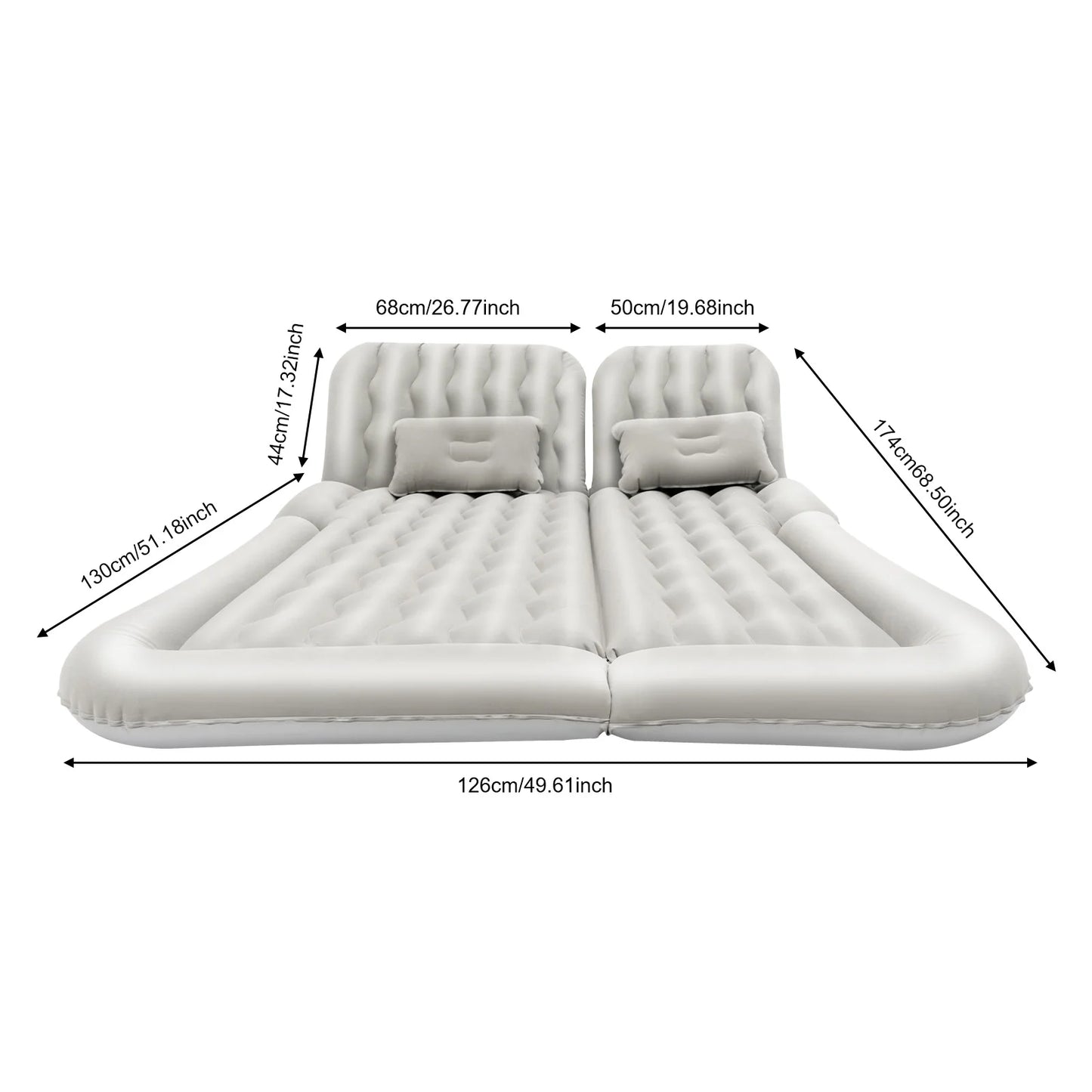 Car Mattress, SUV Car Air Mattresses with 2 Cushions and Pump, Thicker Air Bed for Travel, Camping, Removable Home Furniture
