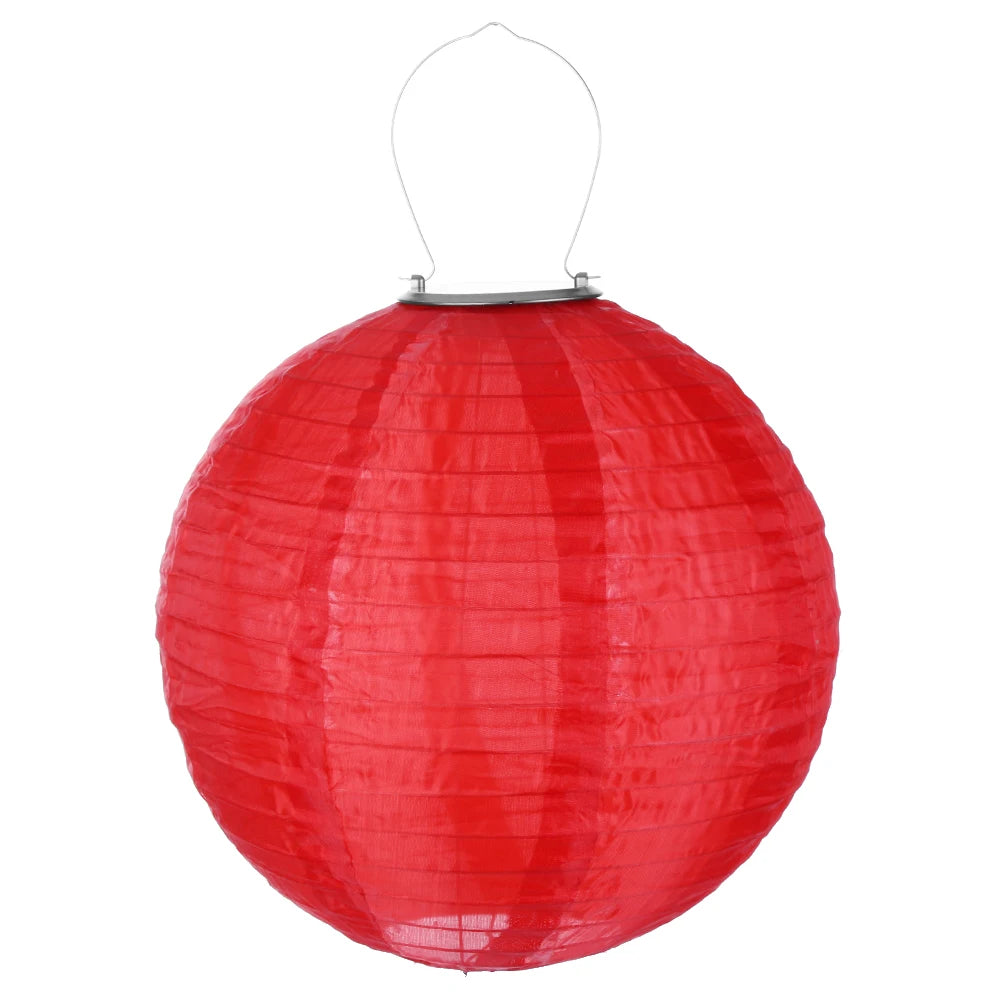 LED Solar Cloth Chinese Lantern Festival Hanging Lamp Waterproof Celebration Lantern 12inch Hanging Paper Lantern for Home Decor