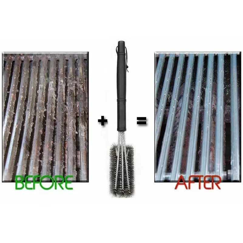 Barbecue Grill Brush Clean Tool Grill Stainless Steel Bristles Non-stick Cleaning Brushes Barbecue Accessories