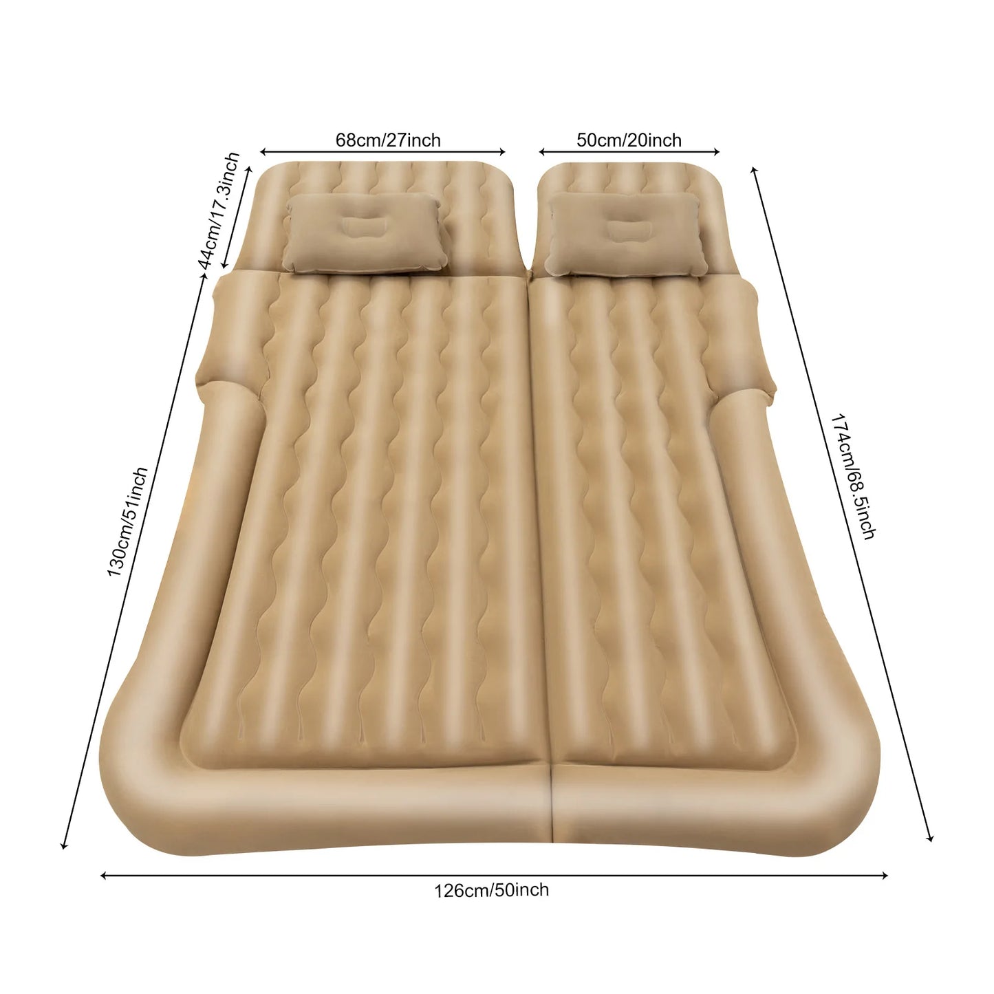 Car Mattress, SUV Car Air Mattresses with 2 Cushions and Pump, Thicker Air Bed for Travel, Camping, Removable Home Furniture