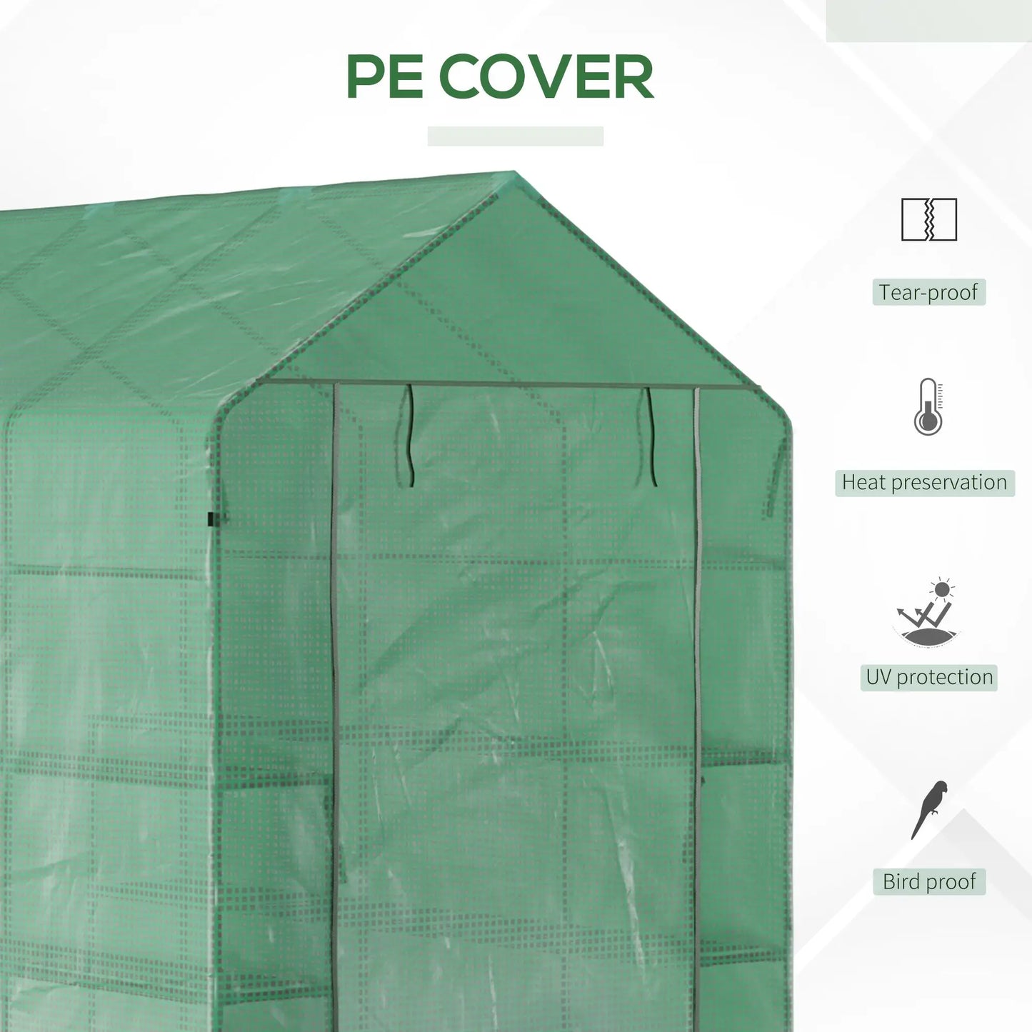7' X 5' X 6' Outdoor Greenhouse, Door, Green