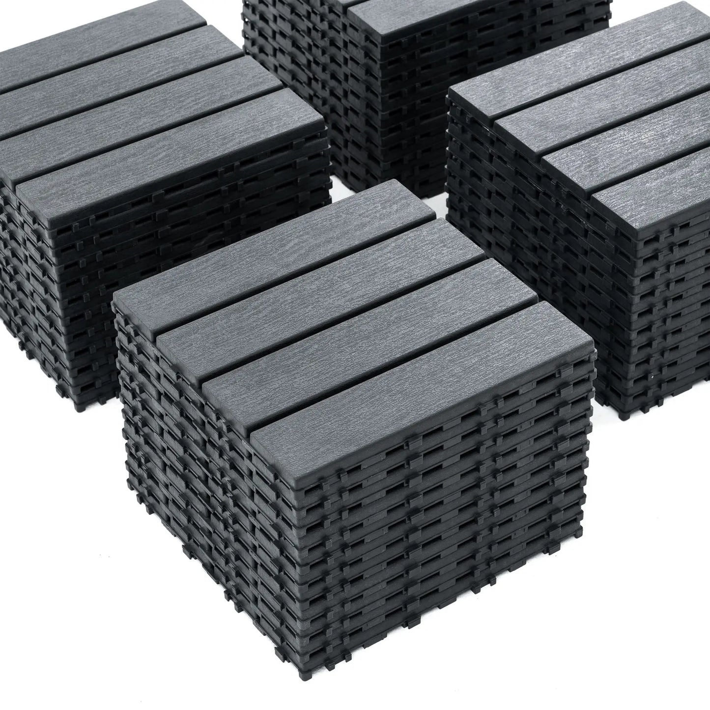 44 Pack Wood grain Interlocking Patio Deck Tiles- 12x12 Inch,