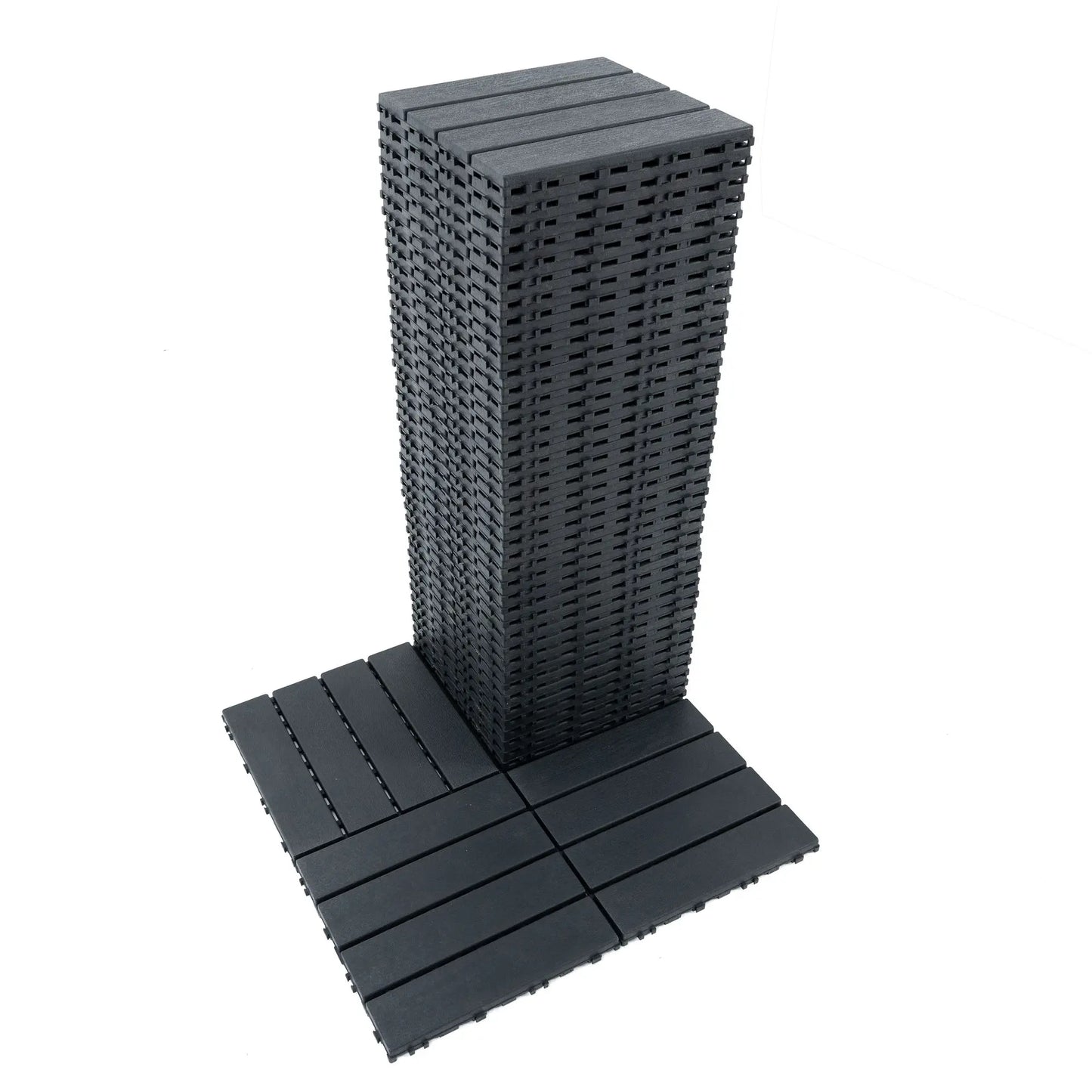 44 Pack Wood grain Interlocking Patio Deck Tiles- 12x12 Inch,