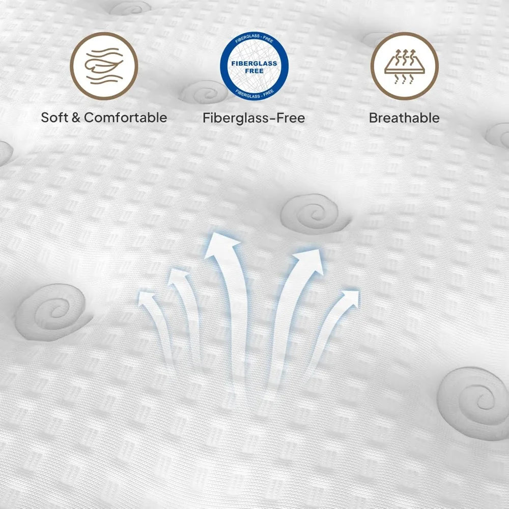 14 Inch Hybrid Mattress – Gel Memory Foam & Pocket Spring for Back Pain Relief, Fiberglass-Free, US Certified