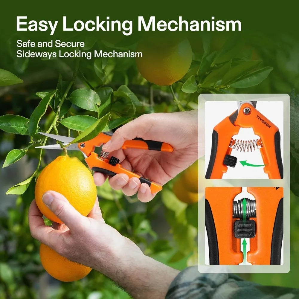 Gardening Scissor Pruning Shear with Straight Stainless Steel Blades