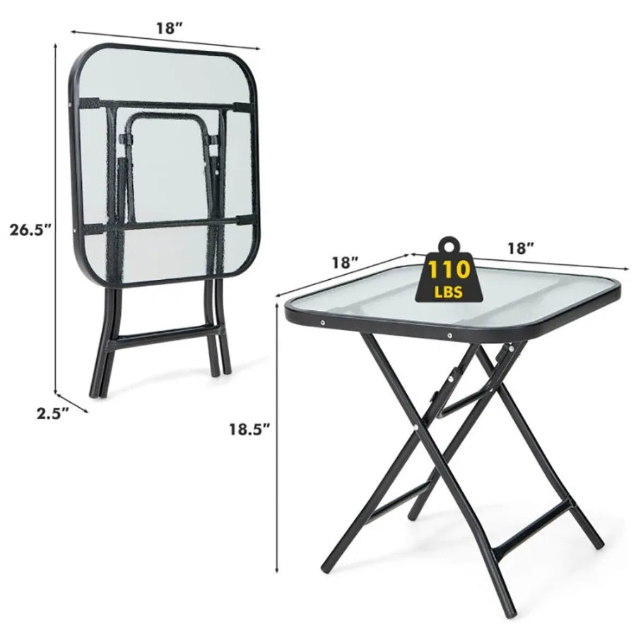 18 Inch Square Patio Bistro Table with Rustproof Frame Patio Coffee Tables