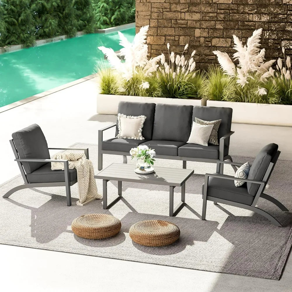 High Back Aluminum Patio Furniture Set
