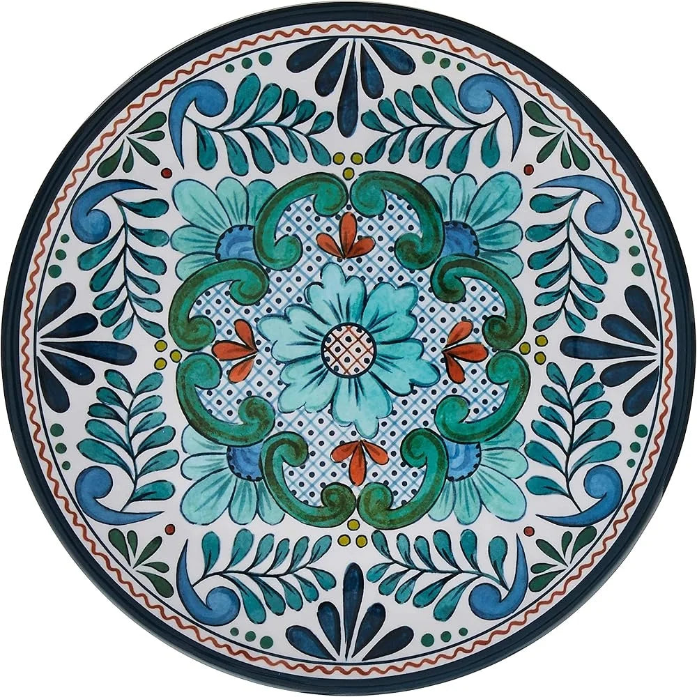 Set of 6 Talavera 9 Inch Melamine Salad Dessert Plates Heavy Duty Dishwasher Safe Indoor Outdoor Use Multicolor