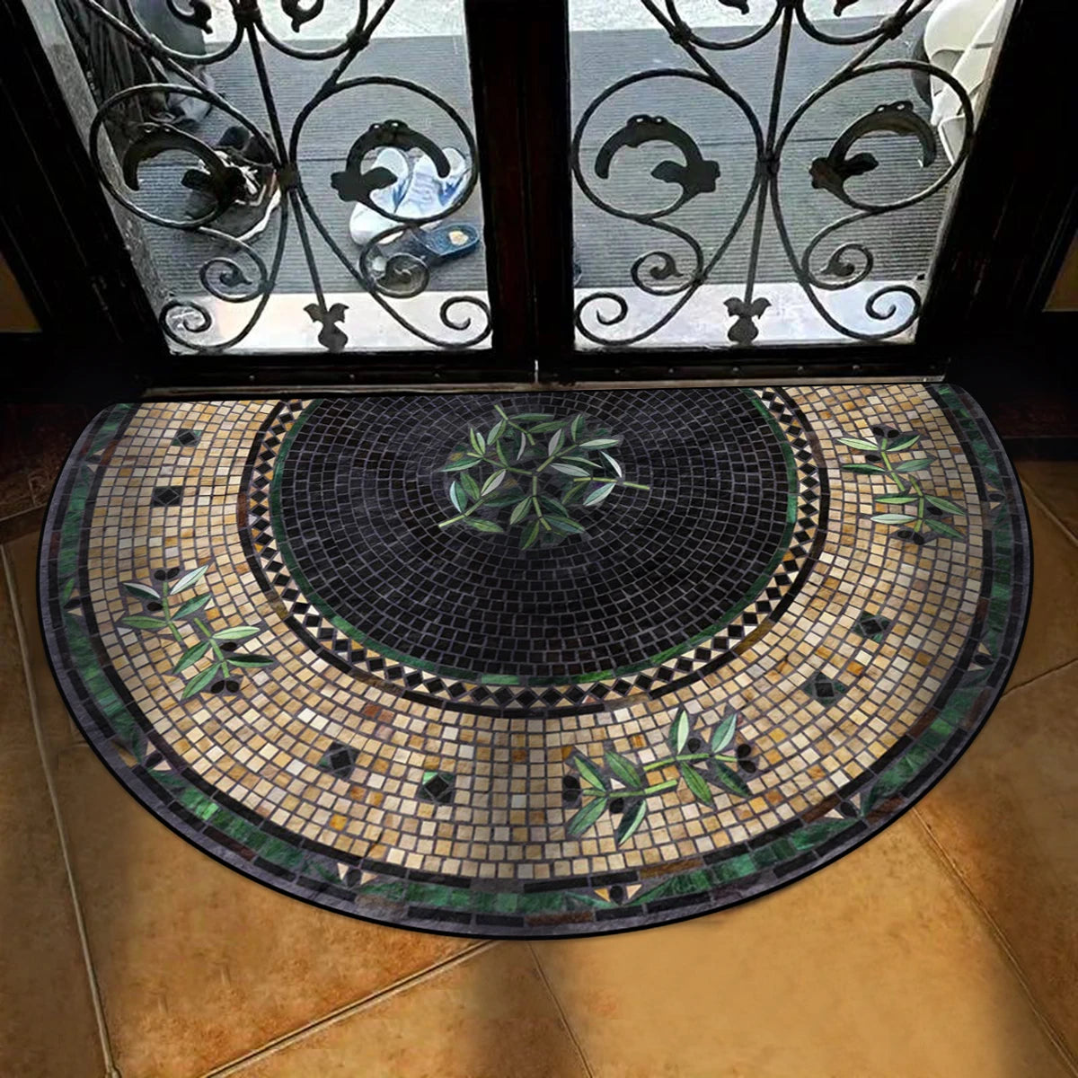 Entrance Carpet Dirt-resistant Wear-resistant Door Rug Semicircular Imitation Marble Texture