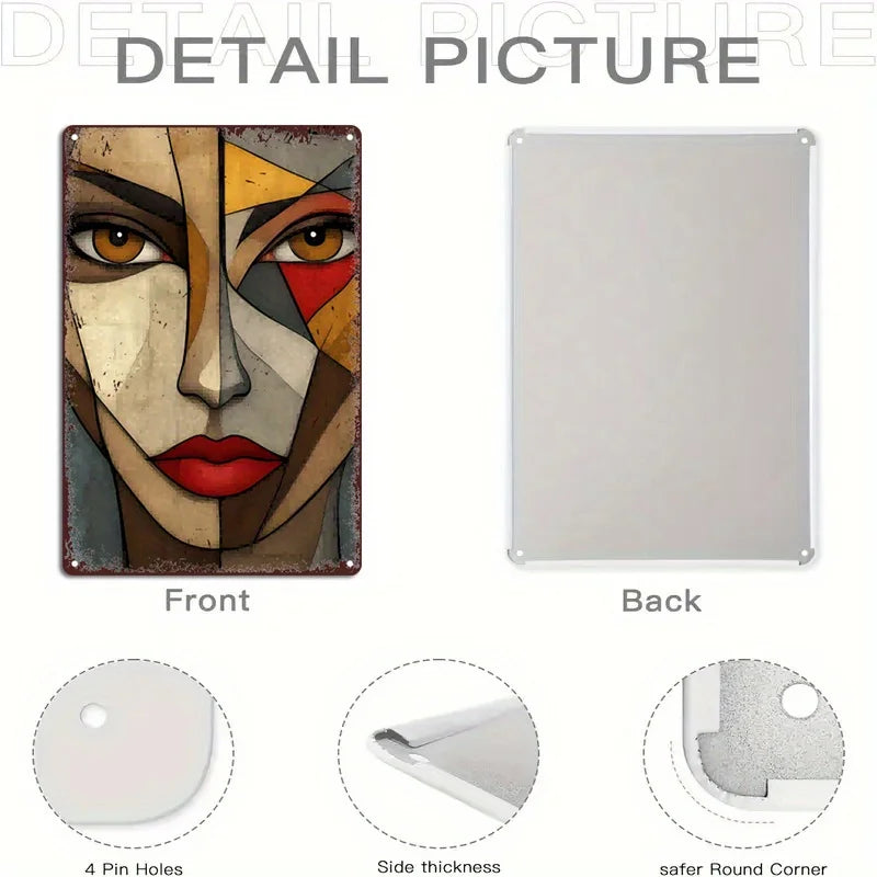 Cubism Faces Metal Sign - 7.87x11.81in, Decor for Home, Pub & Kitchen