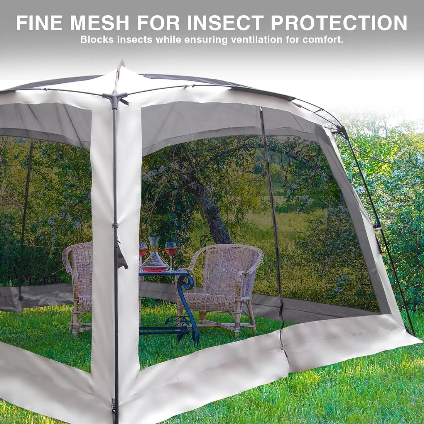 Screen Tent for Camping Canopy Easy Set Up Camper Porch Screened Gazebo 8-10 Person