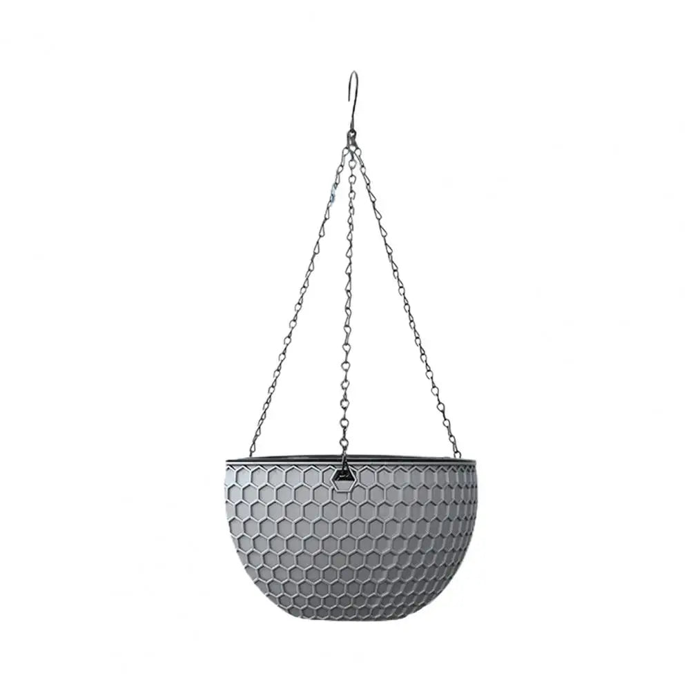 Hanging Flower Basket Imitation Honeycomb Self Water Absorption Waterproof Outdoor Resin Plant Hanger for Garden