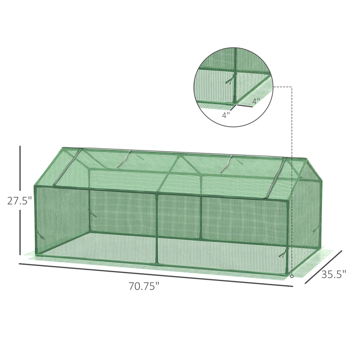 Mini Greenhouse Portable Hot House W/ Windows Outdoor Indoor, 71"X36"X28" Green
