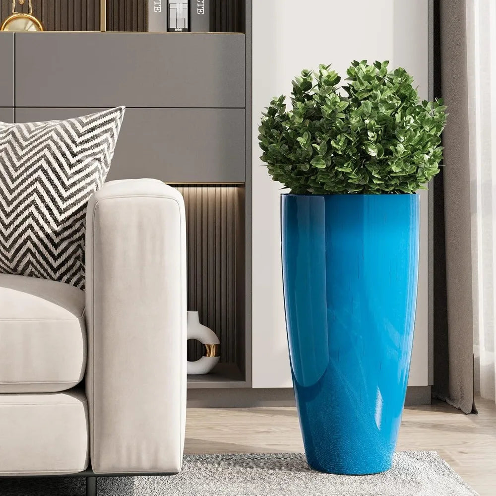 21 inch Tall Planters for Indoor & Outdoor Plants, 2 Pack Sturdy Plant Tree Pots for Front Porch Patio Deck Living Room Decor
