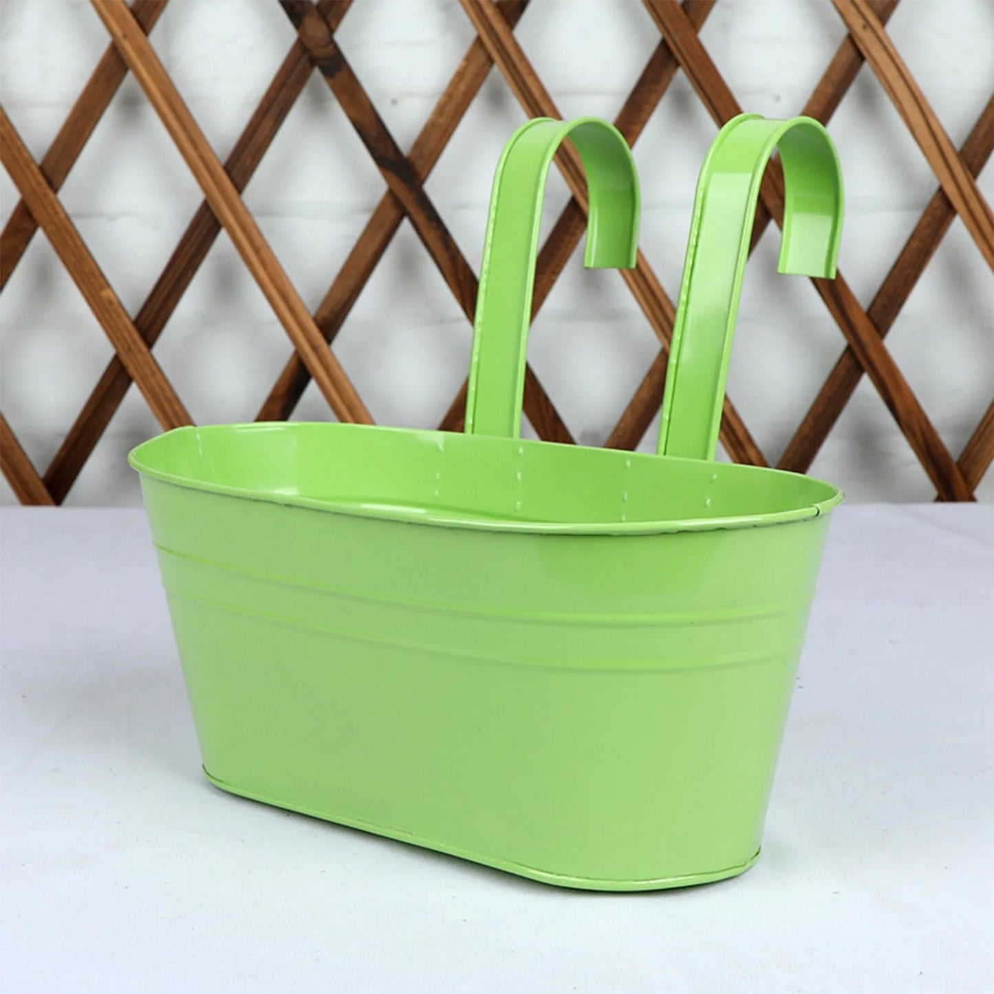 Flower Pot Fence Balcony Garden Hanging Pots Solid Colored Sturdy Plastic Hanging Pots