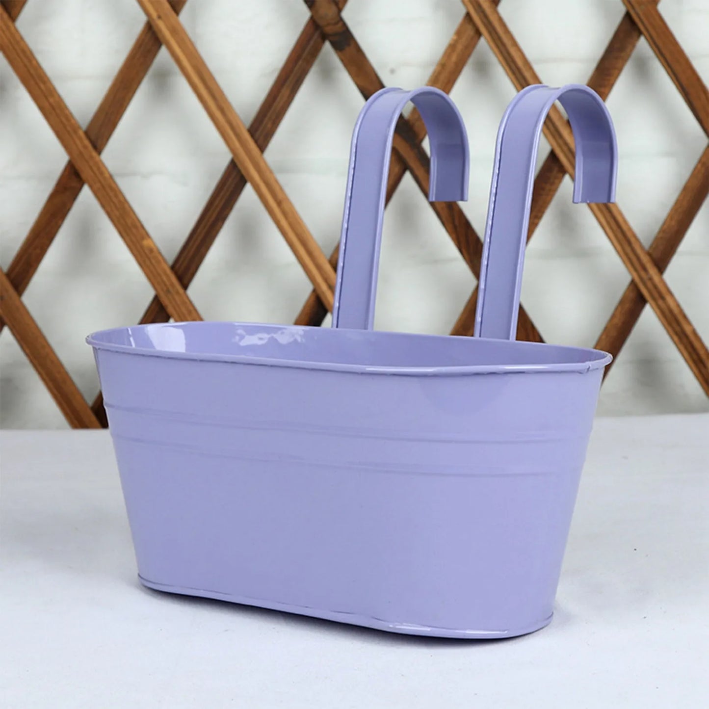 Flower Pot Fence Balcony Garden Hanging Pots Solid Colored Sturdy Plastic Hanging Pots