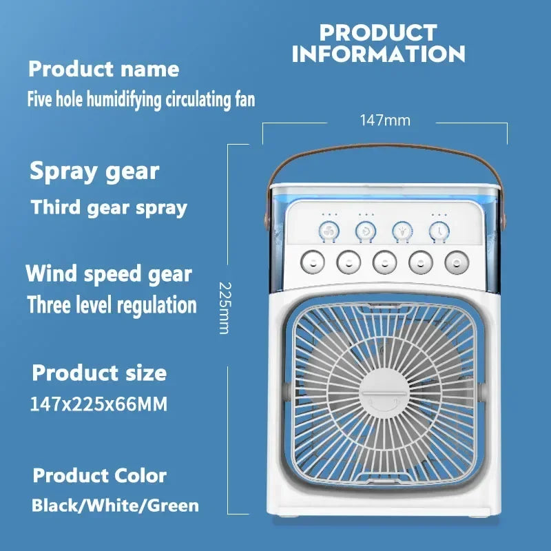 3 In 1 Fan AIr Conditioner Household Small Air Cooler LED Night Light Portable Humidifier Air Adjustment Fan