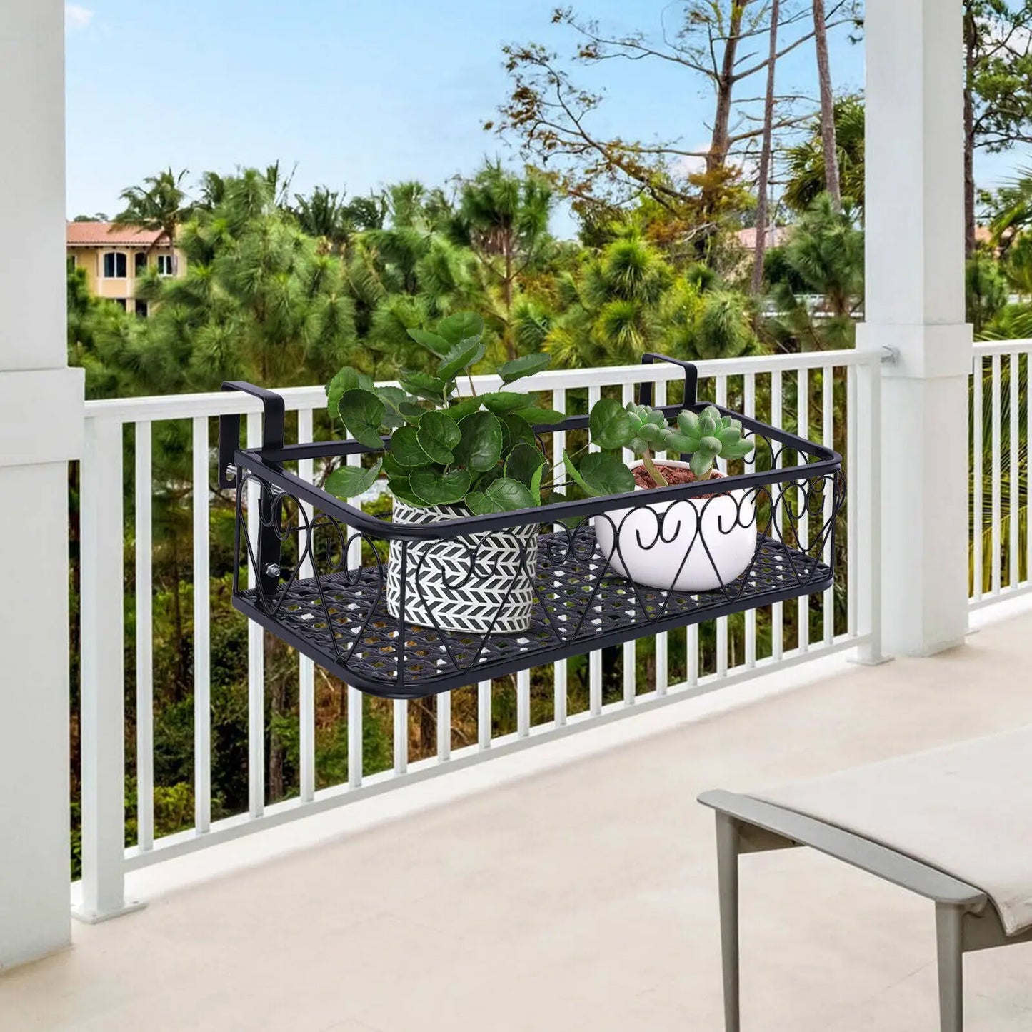 Balcony Plant Holder Railing, Flower Bucket Plants Rack Flower Pot Stand Holder