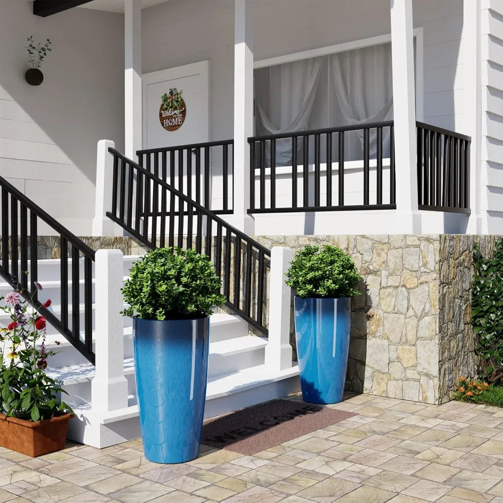 21 inch Tall Planters for Indoor & Outdoor Plants, 2 Pack Sturdy Plant Tree Pots for Front Porch Patio Deck Living Room Decor